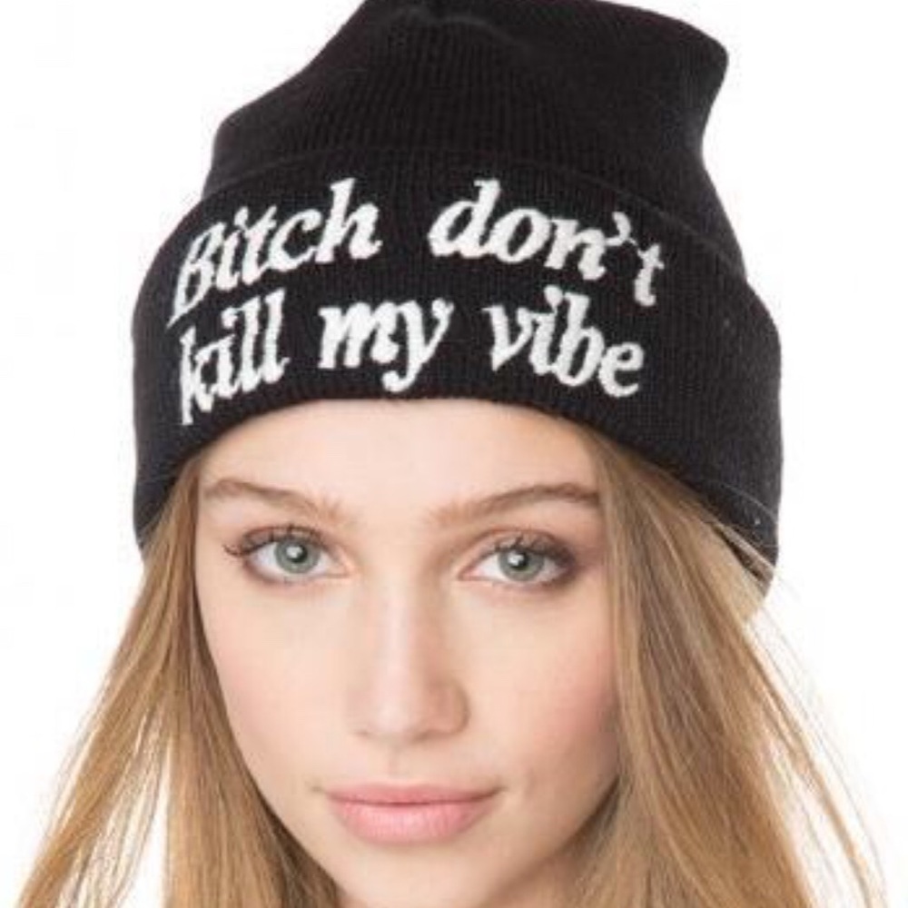 !!!Embroidered Black Beanie